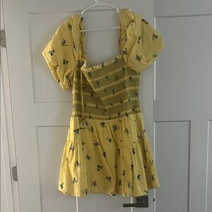 Anthropologie Yellow Floral Mini Dress